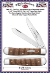 W.R. Case & Son's Cutlery CA10703 Case XX� John Wayne Curly Oak Wood Handle 4-1/8" Closed 3 1/4" Clip 3 1/4" Spey Plain Blade Tru-Sharp Surgical Stainless Steel Oval Nickel Silver JW Inlay Trapper Pocket Knife 