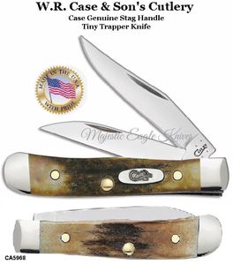 W.R. Case & Son's Cutlery CA5968 Case Genuine Stag Handle Tiny Trapper Pocket Knife