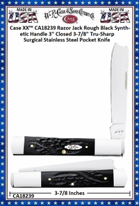 W.R. Case & Sons Cutlery CA18239 Case XX� Razor Jack Rough Black Synthetic Handle 3" Closed 3-7/8" Tru-Sharp Surgical Stainless Steel Pocket Knife
