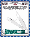 W.R. Case & Sons Cutlery CA71380 Case XX� Trapper Green Sparxx Kirinite Sparx Handle Tru-Sharp Stainless Steel Pocket Knife