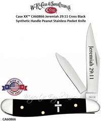 W.R. Case & Son's Cutlery CA60866 Case XX� Jeremiah 29:11 Cross Black Synthetic Handle Peanut Stainless Pocket Knife    