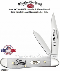 W.R. Case & Son's Cutlery CA60867 Case XX� Proverbs 3:5 Trust Natural Bone Peanut Stainless Pocket Knife 