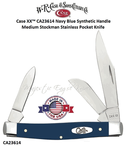 W.R. Case & Sons Cutlery CA23614 Case XX� Navy Blue Synthetic Handle Medium Stockman Stainless Pocket Knife