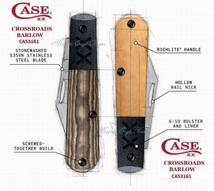 W.R. Case & Sons Cutlery CA53161 Case XX Barlow XR Crossroads Woodgrain Richlite S35VN Steel Pocket Knife