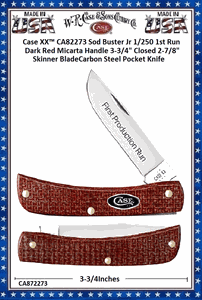W.R. Case & Sons Cutlery CA82273 Case XX™ Sod Buster Jr 1st Run Dark Red Micarta Carbon Steel 1/250 Pocket Knife W.R. Case & Sons Cutlery CA82273 Case XX™ Sod Buster Jr 1st Run Dark Red Micarta Carbon Steel 1/250 Pocket Knife