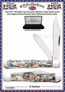 W.R. Case & Sns Cutlery CA12024 Case XX� Smooth Abalone Handle Small Swell Center Jack Stainless Pocket Knife! 