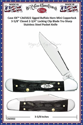 W.R. Case & Son's Cutlery CA65022 CASEXX Jigged Genuine Buffalo Horn Mini Copperlock Handled Pocket Knife W.R. Case & Son's Cutlery CA65022 CASEXX Jigged Genuine Buffalo Horn Mini Copperlock Handled Pocket Knife