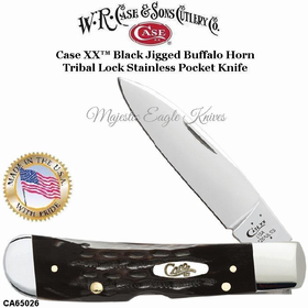 W.R. Case & Son's Cutlery CA65026 CASEXX Jigged Genuine Buffalo Horn Tribal Lock Handled Pocket Knife 
