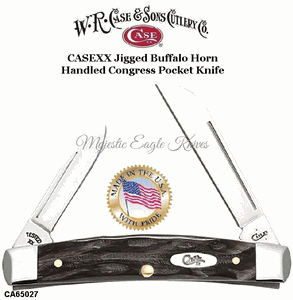   W.R. Case & Son's Cutlery CA65027 CASEXX Jigged Buffalo Horn Handled Congress Pocket Knife 