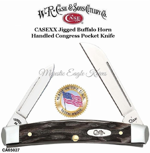   W.R. Case & Son's Cutlery CA65027 CASEXX Jigged Buffalo Horn Handled Congress Pocket Knife 