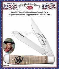 W.R. Case & Son's Cutlery CA10708 Casexx John Wayne Curly Maple Wood Handled Large Trapper Pocket Knife W.R. Case & Son's Cutlery CA10708 Casexx John Wayne Curly Maple Wood Handled Large Trapper Pocket Knife