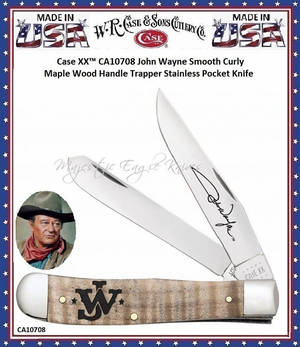 W.R. Case & Son's Cutlery CA10708 Casexx John Wayne Curly Maple Wood Handled Large Trapper Pocket Knife