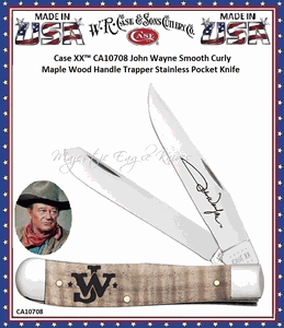 W.R. Case & Son's Cutlery CA10708 Casexx John Wayne Curly Maple Wood Handled Large Trapper Pocket Knife