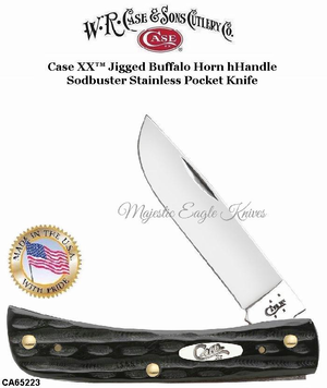 W.R. Case & Son's Cutlery CA65223 Case Jigged Buffalo Horn Handled Sod Buster Jr.® Pocket Knife W.R. Case & Son's Cutlery CA65223 Case Jigged Buffalo Horn Handled Sod Buster Jr.® Pocket Knife