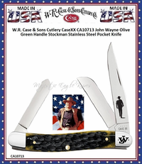 W.R. Case & Sons Cutlery CA10713 CaseXX John Wayne Olive Green Handle Stockman Stainless Steel Pocket Knife W.R. Case & Sons Cutlery CA10713 CaseXX John Wayne Olive Green Handle Stockman Stainless Steel Pocket Knife