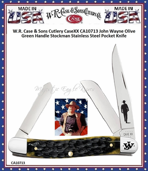W.R. Case & Sons Cutlery CA10713 CaseXX John Wayne Olive Green Handle Stockman Stainless Steel Pocket Knife W.R. Case & Sons Cutlery CA10713 CaseXX John Wayne Olive Green Handle Stockman Stainless Steel Pocket Knife