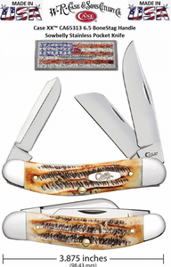 W.R. Case & Son's Cutlery CA65313 CASEXX 6.5 Bone Stag Handle Sowbelly Folding Pocket Knife W.R. Case & Son's Cutlery CA65313 CASEXX 6.5 Bone Stag Handle Sowbelly Folding Pocket Knife