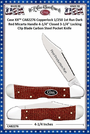 W.R. Case & Sons Cutlery CA82276 Case XX™ Copperlock 1st Run Dark Red Micarta Carbon Steel 1/250 Pocket Knife W.R. Case & Sons Cutlery CA82276 Case XX™ Copperlock 1st Run Dark Red Micarta Carbon Steel 1/250 Pocket Knife
