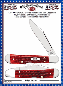 W.R. Case & Sons Cutlery CA10307 Case XX� Mini Copperlock Old Red Bone Handle 3-3/8" Closed Tru-Sharp Stainless Pocket Knife