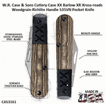 W.R. Case & Sons Cutlery CA53161 Case XX� Barlow XR Crossroads Woodgrain Richlite Handle S35VN Steel Pocket Knife