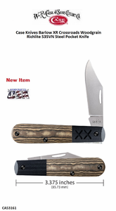 W.R. Case & Sons Cutlery CA53161 Case XX� Barlow XR Crossroads Woodgrain Richlite Handle S35VN Steel Pocket Knife