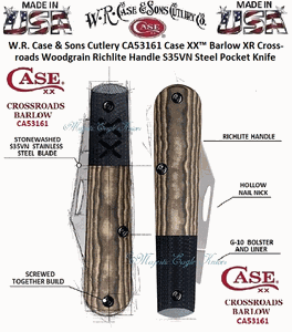 W.R. Case & Sons Cutlery CA53161 Case XX� Barlow XR Crossroads Woodgrain Richlite Handle S35VN Steel Pocket Knife
