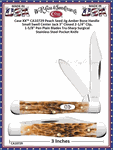 W.R. Case & Sons Cutlery CA10729 Case XX� Peach Seed Jig Amber Bone Small Swell Center Jack 3" Closed Tru-Sharp Stainless Steel Pocket Knife
