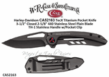 W.R. Case & Sons Cutlery CA52163 Case XX� Harley-Davidson TecX Titanium Pocket Knife 3-1/2" Closed 2-5/8" 440 Stainless Drop Point Plain Blade w/Titanium CoatingBlack Titanium Coated Handle with Harley-Davidson  Logo, Pocket Clip.Plain Blade
