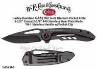 W.R. Case & Sons Cutlery CA52163 Case XX™ Harley-Davidson TecX Titanium Pocket Knife 3-1/2" Closed 2-5/8" 440 Stainless Drop Point Plain Blade w/Titanium CoatingBlack Titanium Coated Handle with Harley-Davidson Logo, Pocket Clip.Plain Blade W.R. Case & Sons Cutlery CA52163 Case XX™ Harley-Davidson TecX Titanium Pocket Knife 3-1/2" Closed 2-5/8" 440 Stainless Drop Point Plain Blade w/Titanium CoatingBlack Titanium Coated Handle with Harley-Davidson Logo, Pocket Clip.Plain Blade