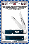  W.R. Case & Sons Cutlery CA52263 Case XX� Harley-Davidson Mediterranean Blue Bone Handle Mini Trapper 3-1/2" Closed 2-3/4" Clip 2-3/4" Spey Plain Blade Tru-sharp Surgical Stainless Steel Pocket Knife 
