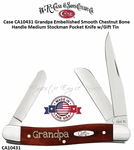 W.R. Case & Sons Cutlery CA10431 Case XX� Grandpa Smooth Chestnut Bone Medium Stockman Stainless Pocket Knife  & Gift Tin