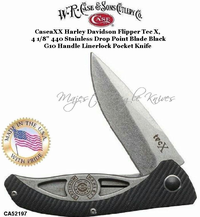 W.R. Case & Son's Cutlery CA52197 Case XX Harley Davidson Flipper Tec X, 4 1/8" Stainless Steel Blade, Black G10 Handle W.R. Case & Son's Cutlery CA52197 Case XX Harley Davidson Flipper Tec X, 4 1/8" Stainless Steel Blade, Black G10 Handle