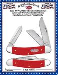 W.R. Case & Sons Cutlery CA73934 Case XX American Workman 3-7/8" Closed Red Synthetic Handle Stars and Stripes shield Sowbelly Pocket Knife 