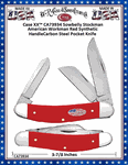 W.R. Case & Sons Cutlery CA73934 Case XX� American Workman 3-7/8" Closed Red Synthetic Handle Stars and Stripes shield Sowbelly Pocket Knife 