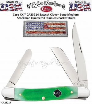 W.R. Case & Son's Cutlery CA23214 CASE XX� 3-5/8" Closed Sawcut Clover Bone Handle Medium Stockman Pocket Knife