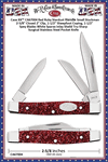 W.R. Case & Sons Cutlery CA67004 Case XX� Red Ruby Stardust Handle Small Stockman 2-5/8" Closed 2" Clip, 1-1/2" Sheepfoot Coping, 1-1/2" Spey Blades White Sparxx Inlay Shield Tru-Sharp Surgical Stainless Steel Pocket Knife