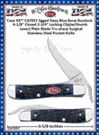 W.R. Case & Son's Cutlery CA7057 CASE XX� 2-3/4" Locking Clip(w/Thumb Lever) Plain Blade Jigged Navy Blue Bone Handle Russlock Pocket Knife