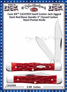 W.R. Case & Sons Cutlery CA31959 CaseXX Dark Red Bone Handle Small Swell Center Jack Pocket Knife 