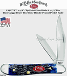 W.R. Case & Son's Cutlery CA7314 CASE XX� 2 1/8" Clip Blade and 1 1/2" Pen Plain Blade Jigged Navy Blue Bone Handle Peanut Pocket Knife