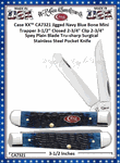 W.R. Case & Son's Cutlery CA7321 CASE XX� 2 3/4" Clip blade and 2 3/4" Spey Plain Blade Jigged Navy Blue Bone Handle Mini Trapper Pocket Knife