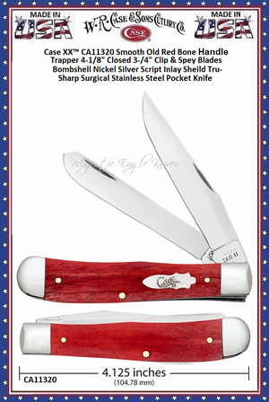 W.R. Case & Sons Cutlery CA11320 Case XX� Smooth Old Red Bone Handle Trapper Pocket Knife