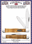  W.R. Case & Sons Cutlery CA47129 Case XX� Yellow Curly Oak Swell Center Jack 3" Closed 2-1/4" Clip 1-5/8" Pen Blade Tru-Sharp Surgical Stainless Steel Pocket Knife 