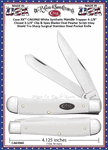 W.R. Case & Sons Cutlery CA63960 Case XX� White Synthetic Handle Trapper 4-1/8" Closed 3-1/4" Clip & Spey Blades Oval Pewter Script Inlay Shield Tru-Sharp Surgical Stainless Steel Pocket Knife 