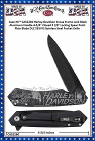 W.R. Case & Sons Cutlery CA52260 Case XX™ Harley-Davidson Kinzua Frame Lock Black Aluminum Handle 4-3/4" Closed 3-3/8" Locking Spear Point Plain Blade DLC S35VN Stainless Steel Pocket Knife W.R. Case & Sons Cutlery CA52260 Case XX™ Harley-Davidson Kinzua Frame Lock Black Aluminum Handle 4-3/4" Closed 3-3/8" Locking Spear Point Plain Blade DLC S35VN Stainless Steel Pocket Knife
