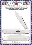 W.R. Case & Sons Cutlery CA63963 Case XX� White Synthetic Handle Mini Copperlock 3-5/8" Closed 2-3/4" Locking Clip Blade Oval Pewter Script Inlay Shield Tru-Sharp Surgical Stainless Steel Pocket Knife 