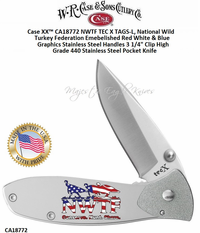 W.R. Case & Sons Cutlery CA18772 Case XX™ NWTF TecX Tags-L National Wild Turkey Federation Embellished Red White & Blue Graphics, Stainless Steel Handled Pocket Knife W.R. Case & Sons Cutlery CA18772 Case XX™ NWTF TecX Tags-L National Wild Turkey Federation Embellished Red White & Blue Graphics, Stainless Steel Handled Pocket Knife