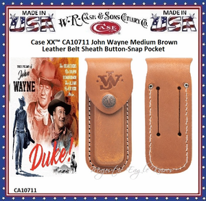 W.R. Case & Sons Cutlery CA10711 Case XX� John Wayne Embellished Brown Genuine Leather Medium Sheath Button-Snap Pocket 