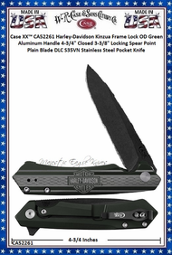 W.R. Case & Sons Cutlery CA52261 Case XX™ Harley-Davidson Kinzua Frame Lock OD Green Aluminum Handle 4-3/4" Closed 3-3/8" Locking Spear Point Plain Blade DLC S35VN Stainless Steel Pocket Knife W.R. Case & Sons Cutlery CA52261 Case XX™ Harley-Davidson Kinzua Frame Lock OD Green Aluminum Handle 4-3/4" Closed 3-3/8" Locking Spear Point Plain Blade DLC S35VN Stainless Steel Pocket Knife