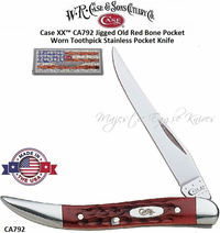 W.R. Case & Son's Cutlery CA792 Case XX� Jigged Old Red Bone Pocket Worn Toothpick Stainless Pocket Knife    