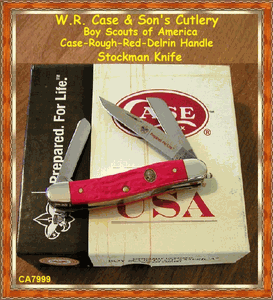 W.R. Case & Son's Cutlery CA7999 Case Boy Scouts of America Rough Red Synthetic Medium Stockman Pocket Knife